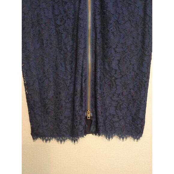 Diane Von Furstenberg Dress Womens Size 2 Navy Blue Zarita Lace Floral Sheath - Picture 10 of 15